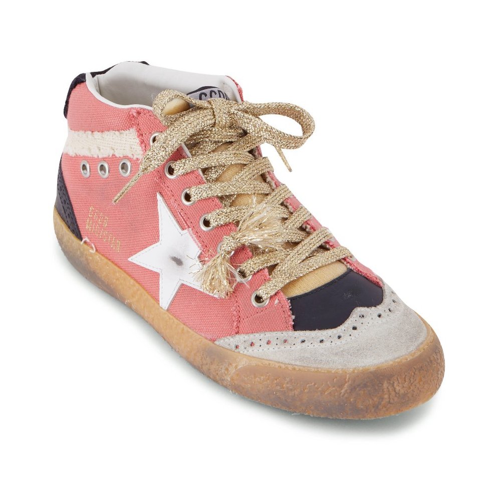 NIB Golden Goose Midstar Salmon Canvas & White Star Sneaker, 41